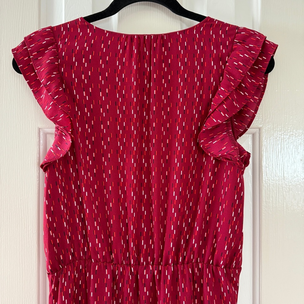 Banana Republic Red Patterned Midi Dress - Picture 2 of 10
